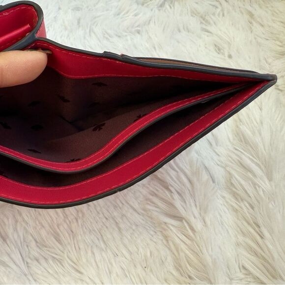 Kate Spade Hot Pink Medium Compact Bifold Pebbled Leather Wallet - Picture 5 of 12